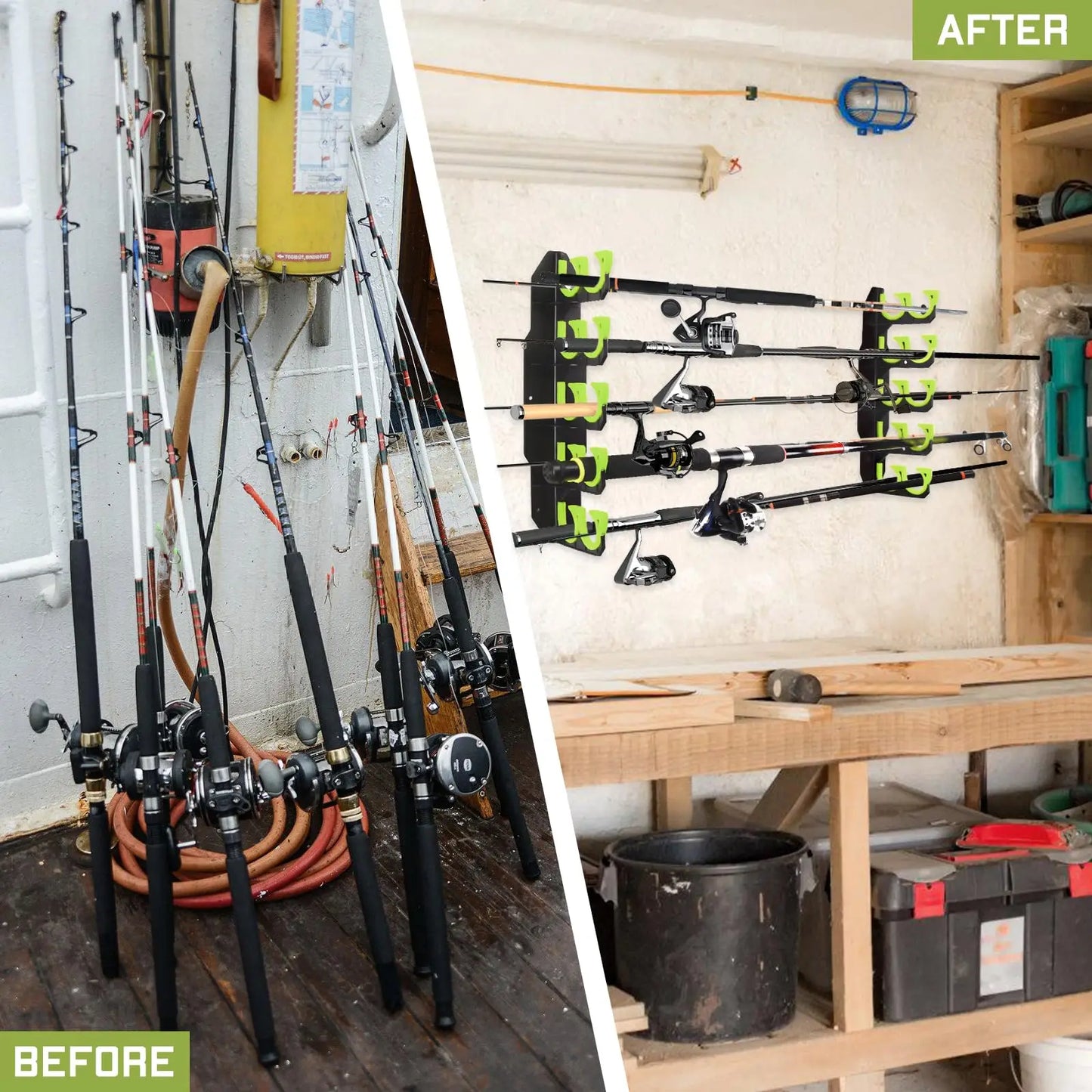 Garage Fishing Rod Organizer