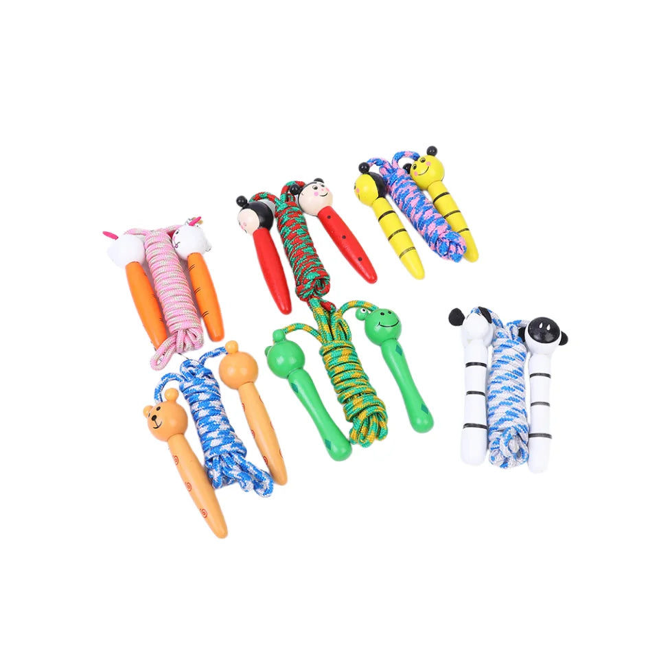 2 Pcs Kids Jump Ropes Wood Handle