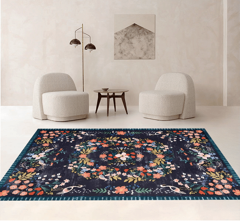 Elegant European Retro Floral Rug
