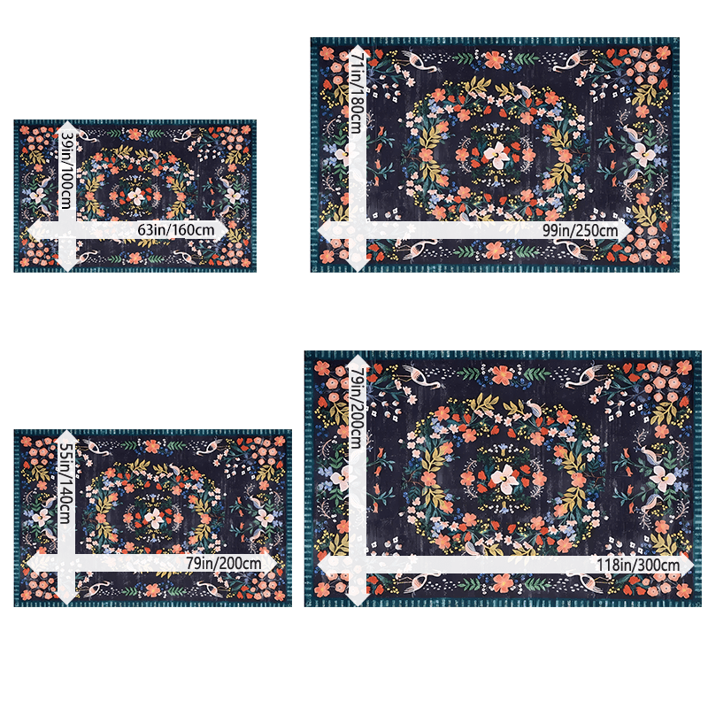 Elegant European Retro Floral Rug