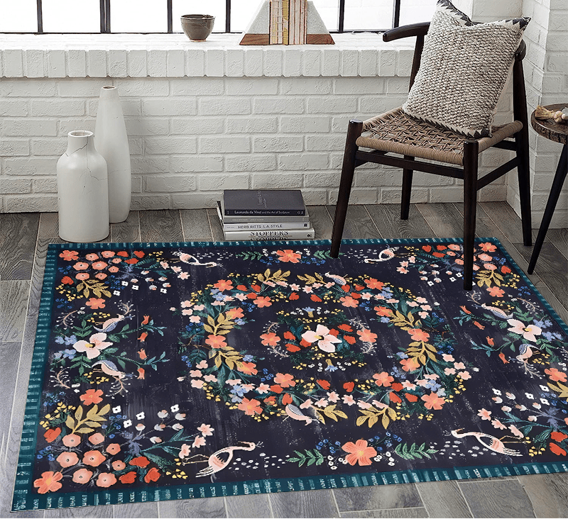 Elegant European Retro Floral Rug
