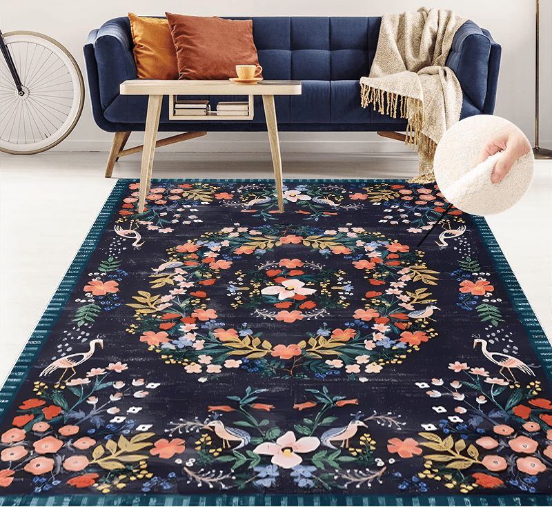 Elegant European Retro Floral Rug