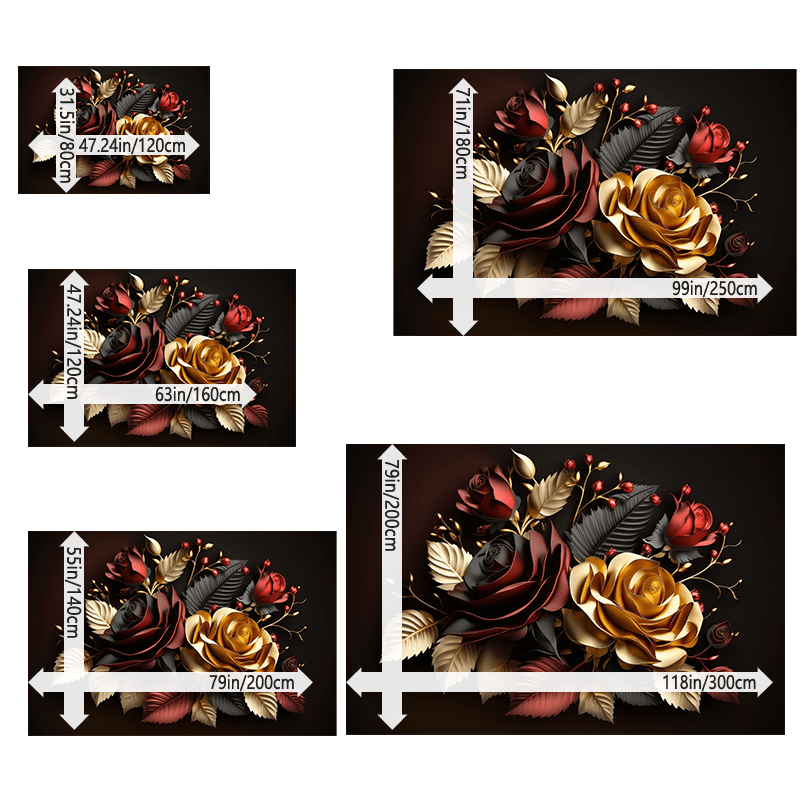 Golden Black Rose Rug