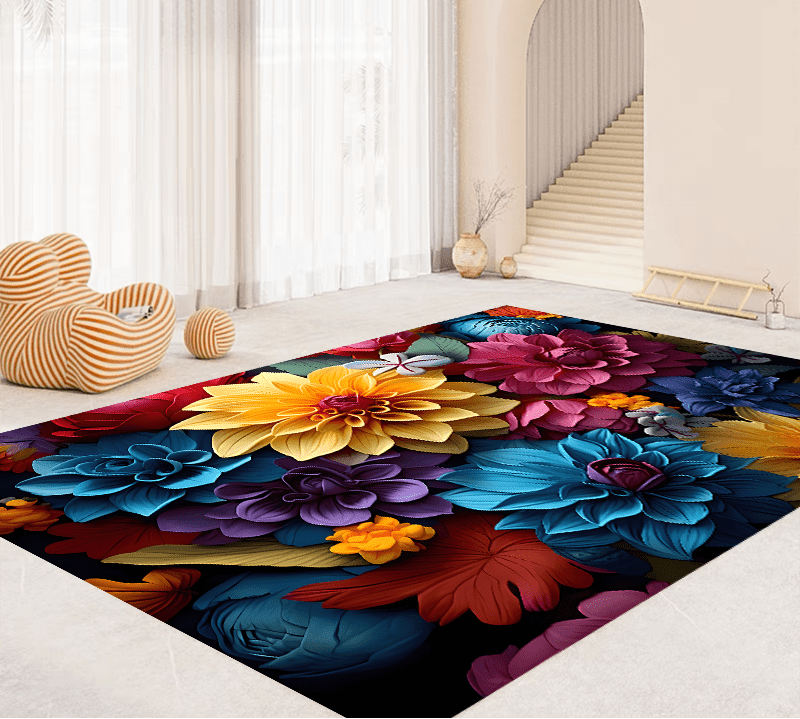 Luxurious Cashmere Flower Rug