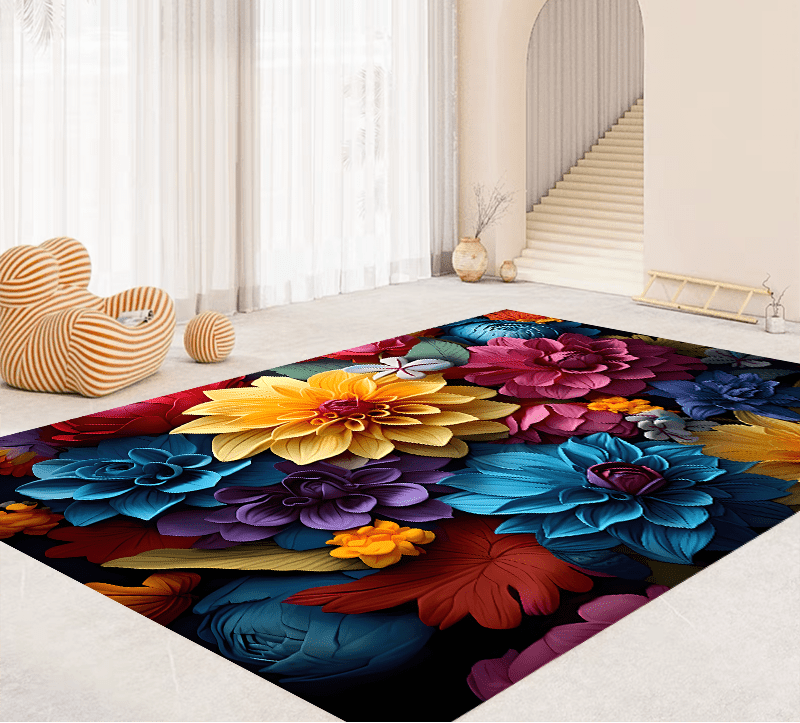 Luxurious Cashmere Flower Rug