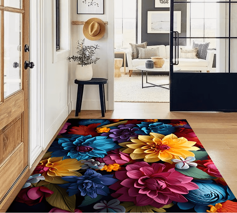 Luxurious Cashmere Flower Rug