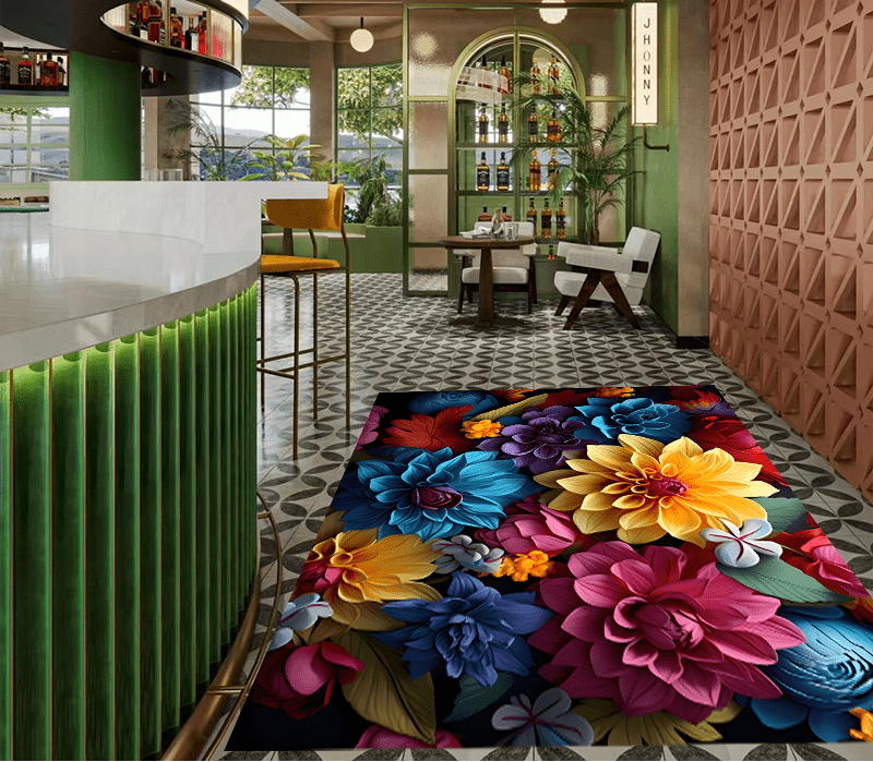 Luxurious Cashmere Flower Rug
