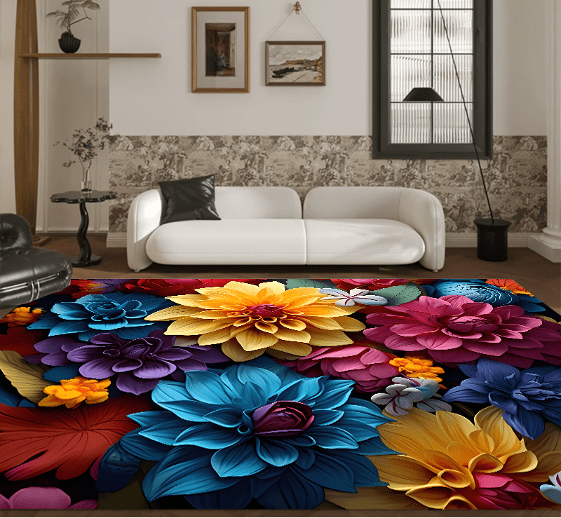 Luxurious Cashmere Flower Rug