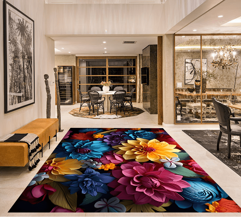 Luxurious Cashmere Flower Rug