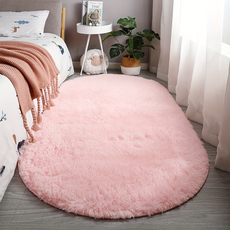 Oval Faux Fur Area Rug