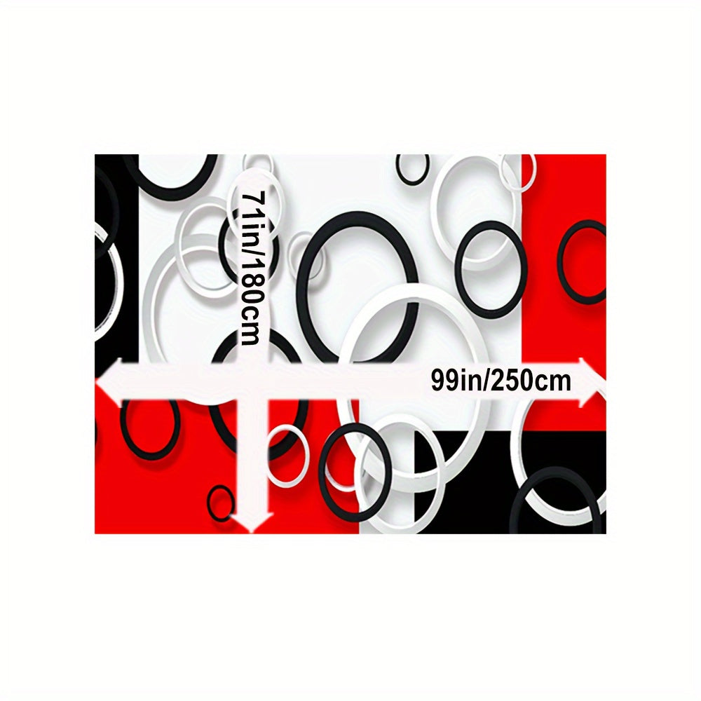 Luxury Modern Black, White & Red Circle Pattern Area Rug