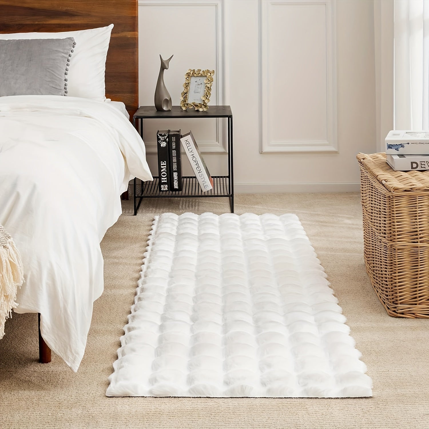 Luxurious Faux Rabbit Fur & Suede Area Rug