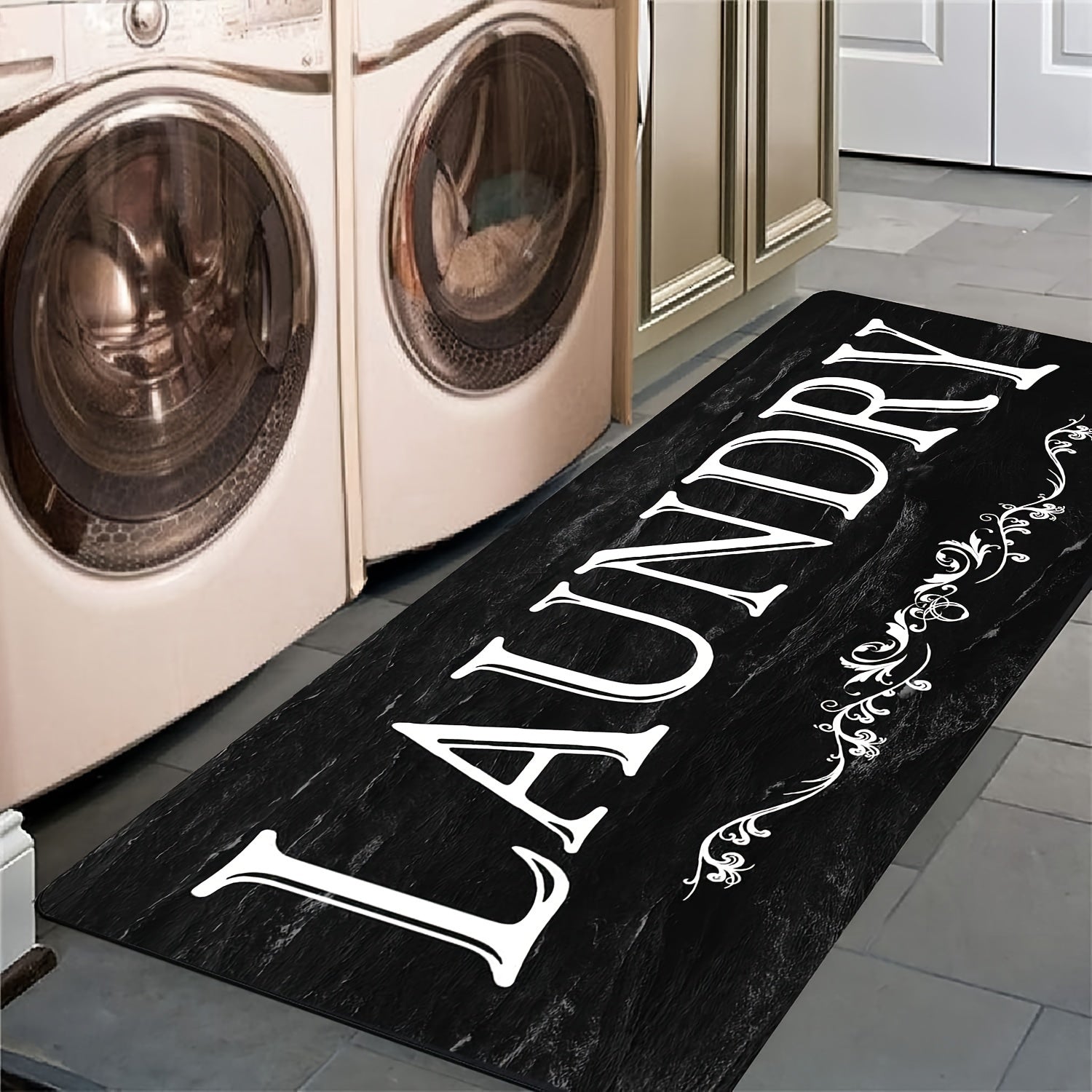 Black White Laundry Rug