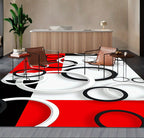 Luxury Modern Black, White & Red Circle Pattern Area Rug
