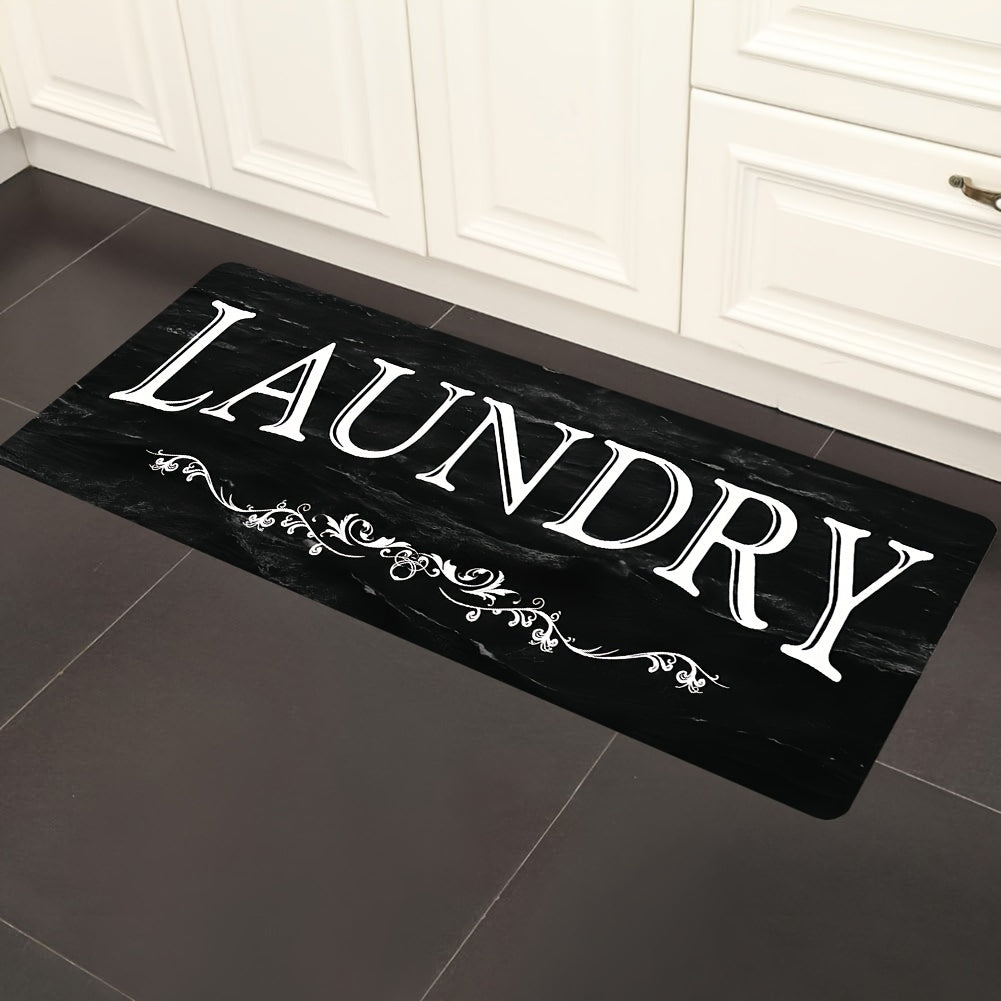 Black White Laundry Rug