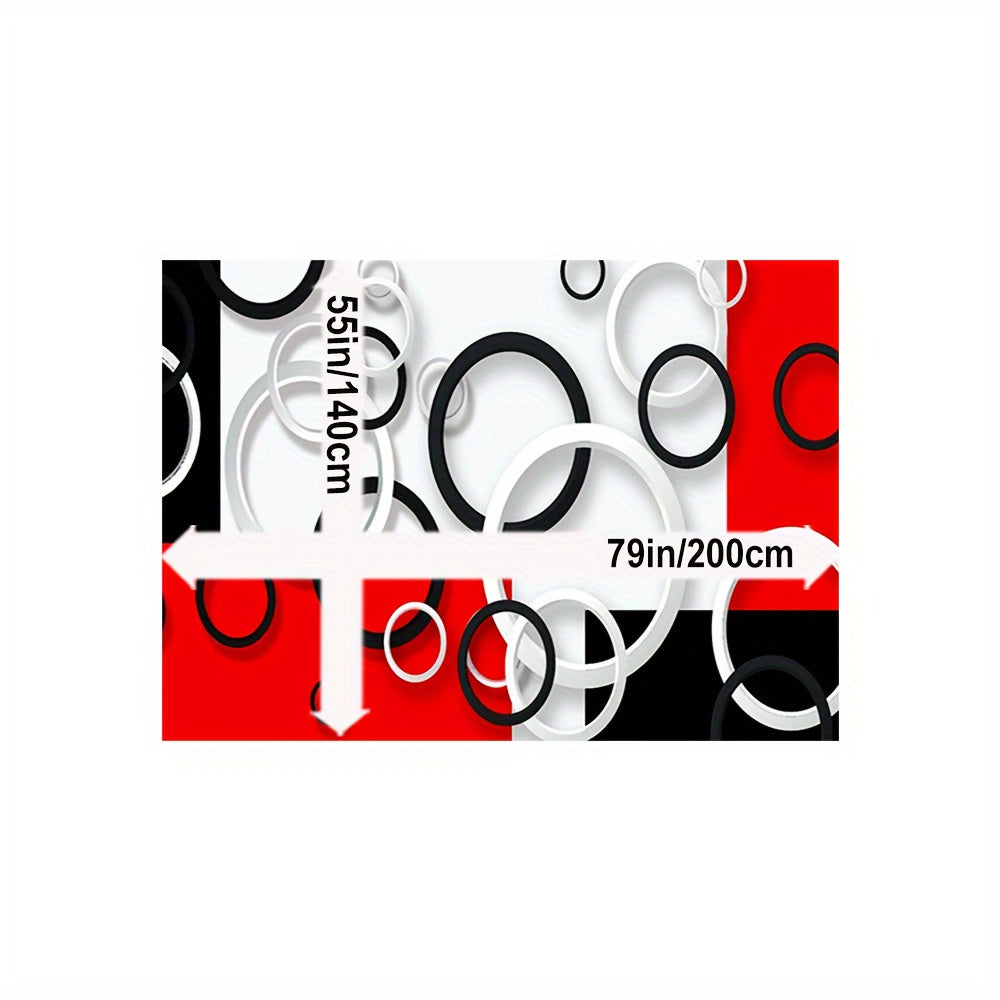 Luxury Modern Black, White & Red Circle Pattern Area Rug