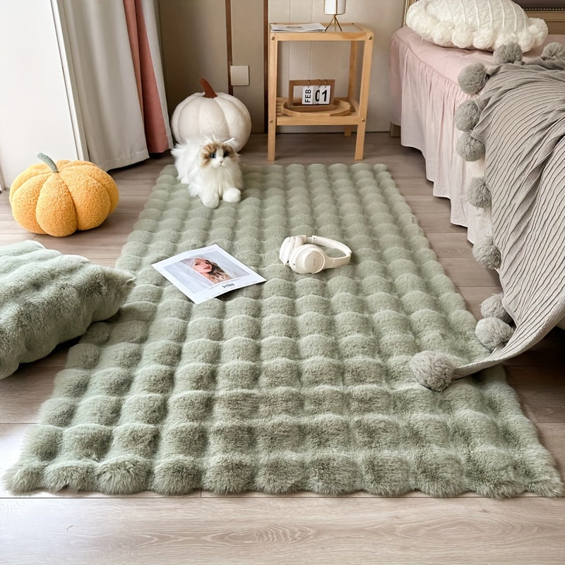 Luxurious Faux Rabbit Fur & Suede Area Rug