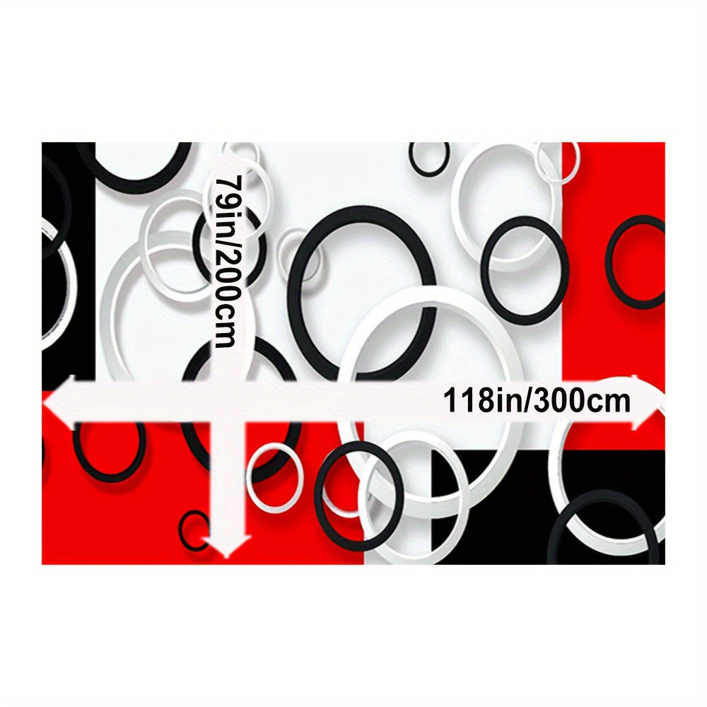 Luxury Modern Black, White & Red Circle Pattern Area Rug