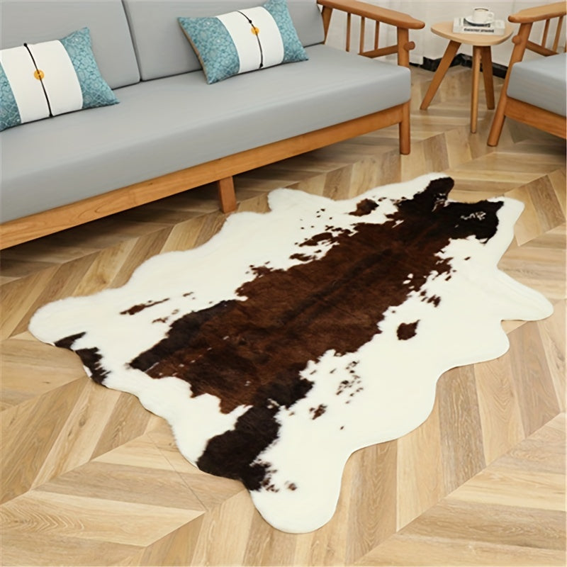 Washable Low-Pile Faux Cowhide Rug
