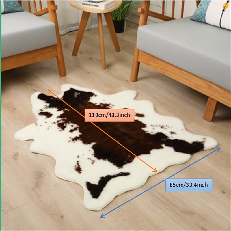 Washable Low-Pile Faux Cowhide Rug