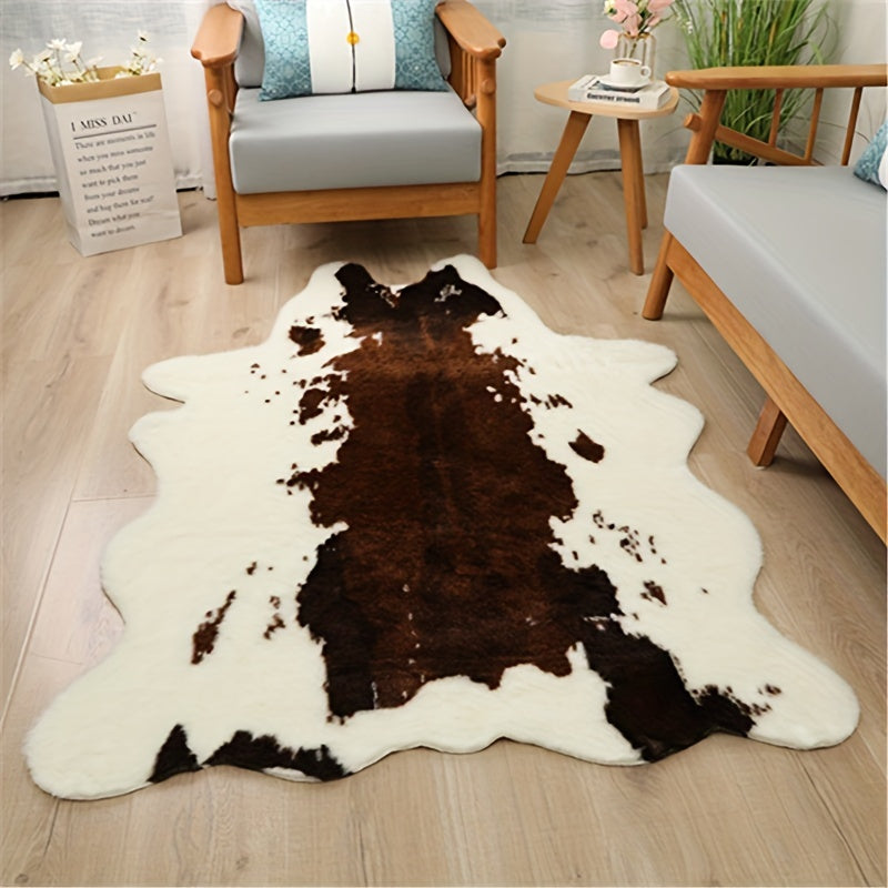 Washable Low-Pile Faux Cowhide Rug