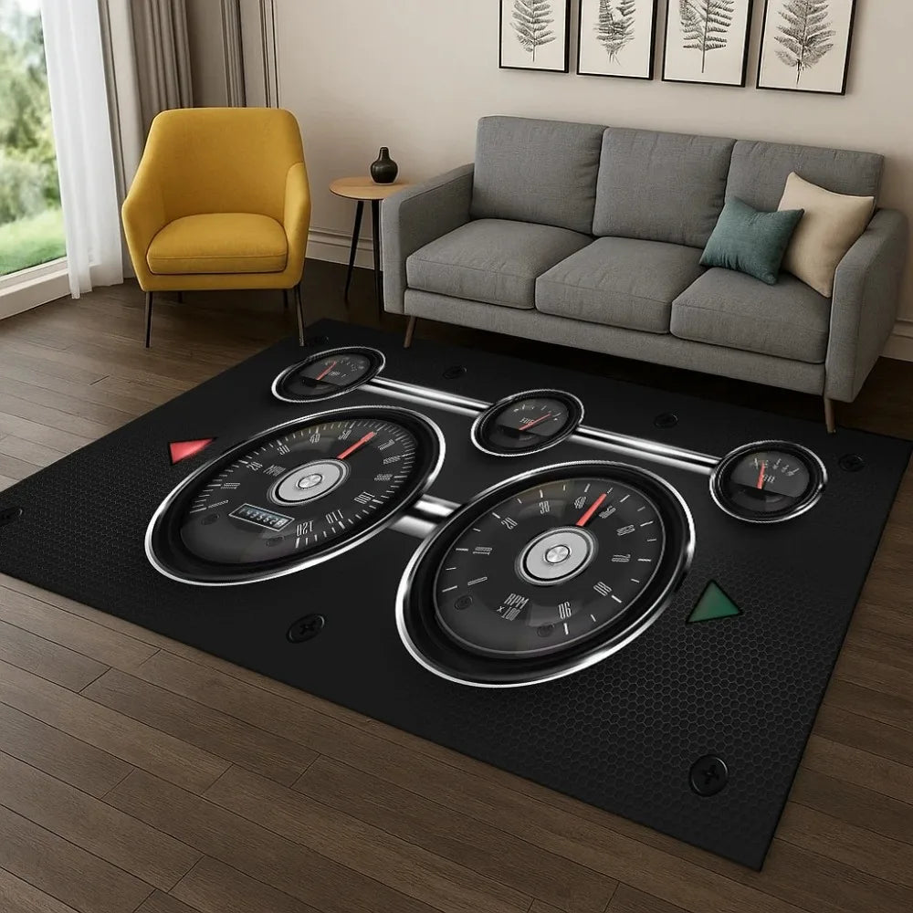 Racing Car Dashboard Screen Carpet Rug