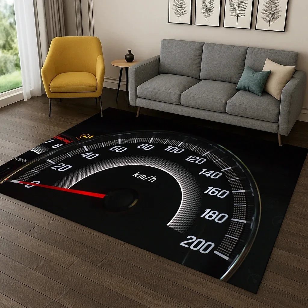 Racing Car Dashboard Screen Carpet Rug