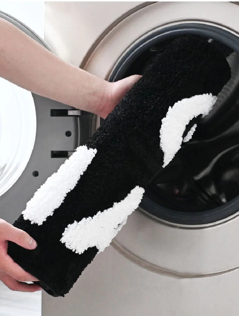 Get Naked Black and White Bathroom Rug