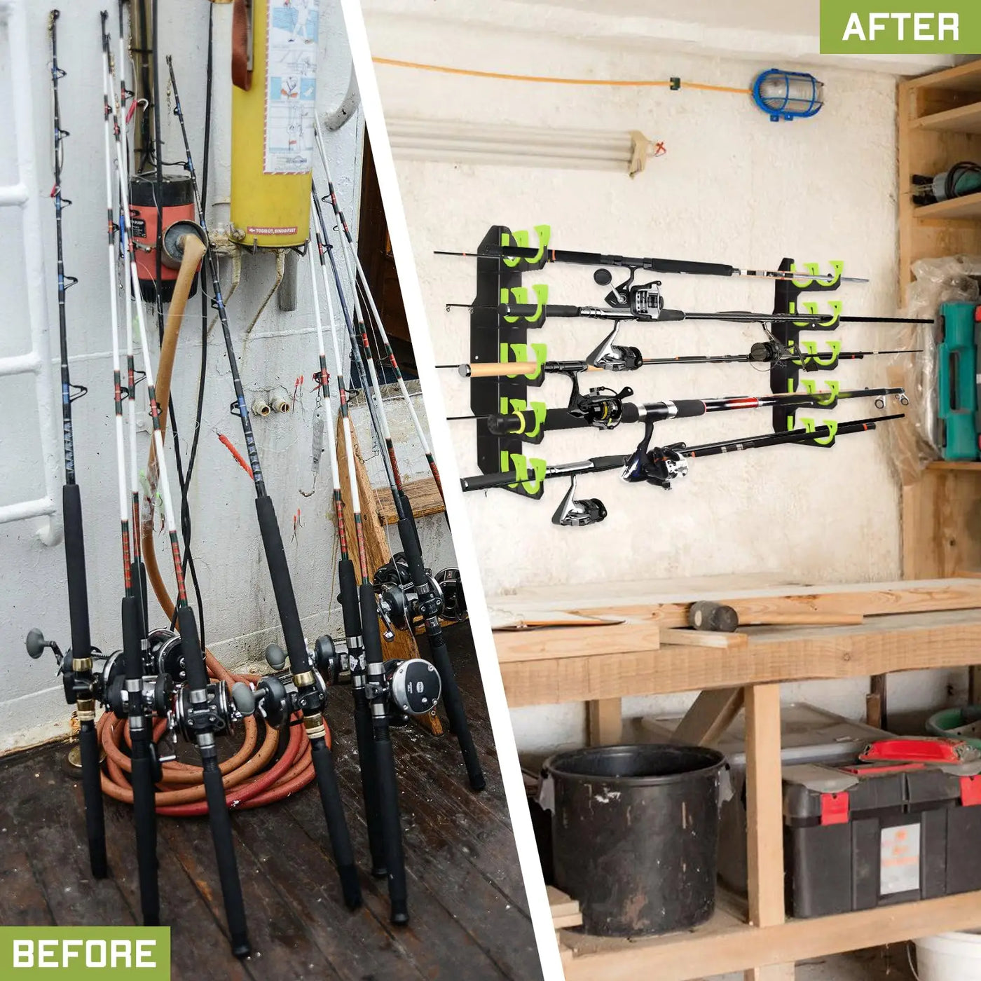 Garage Fishing Rod Organizer