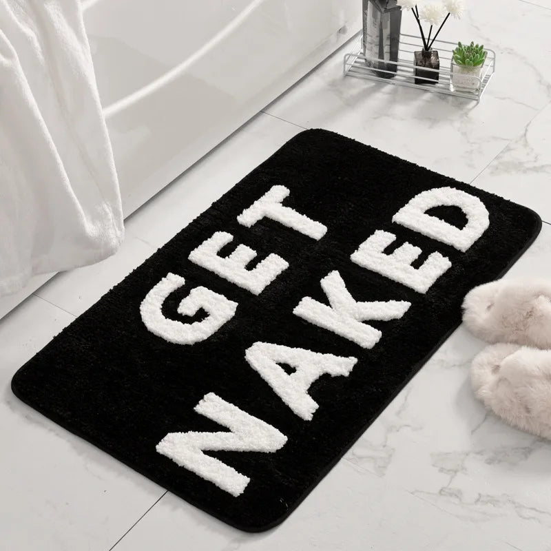 Get Naked Black and White Bathroom Rug