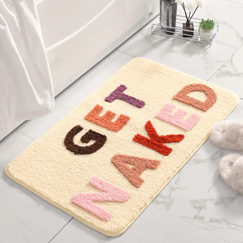 Get Naked Black and White Bathroom Rug