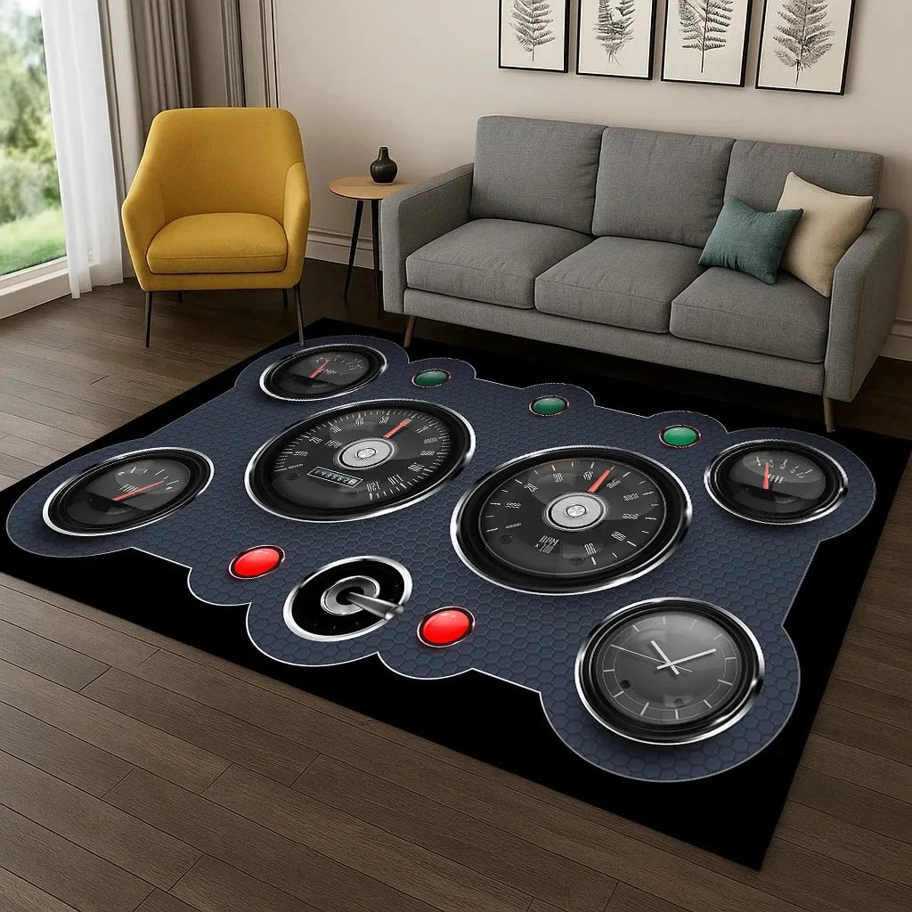 Racing Car Dashboard Screen Carpet Rug
