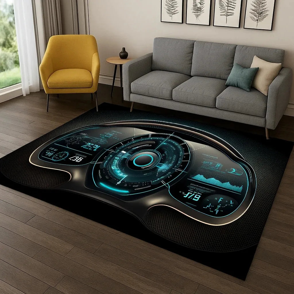 Racing Car Dashboard Screen Carpet Rug