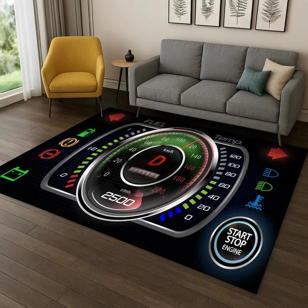 Racing Car Dashboard Screen Carpet Rug