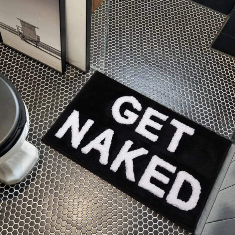 Get Naked Black and White Bathroom Rug