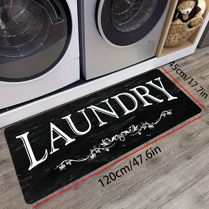 Black White Laundry Rug