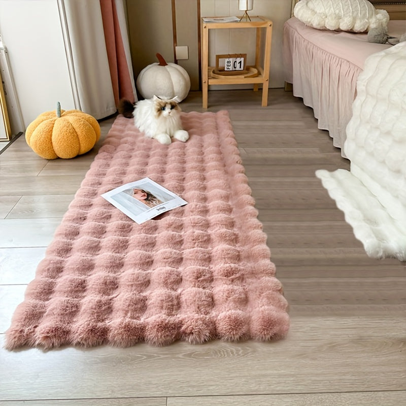 Luxurious Faux Rabbit Fur & Suede Area Rug