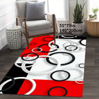 Luxury Modern Black, White & Red Circle Pattern Area Rug
