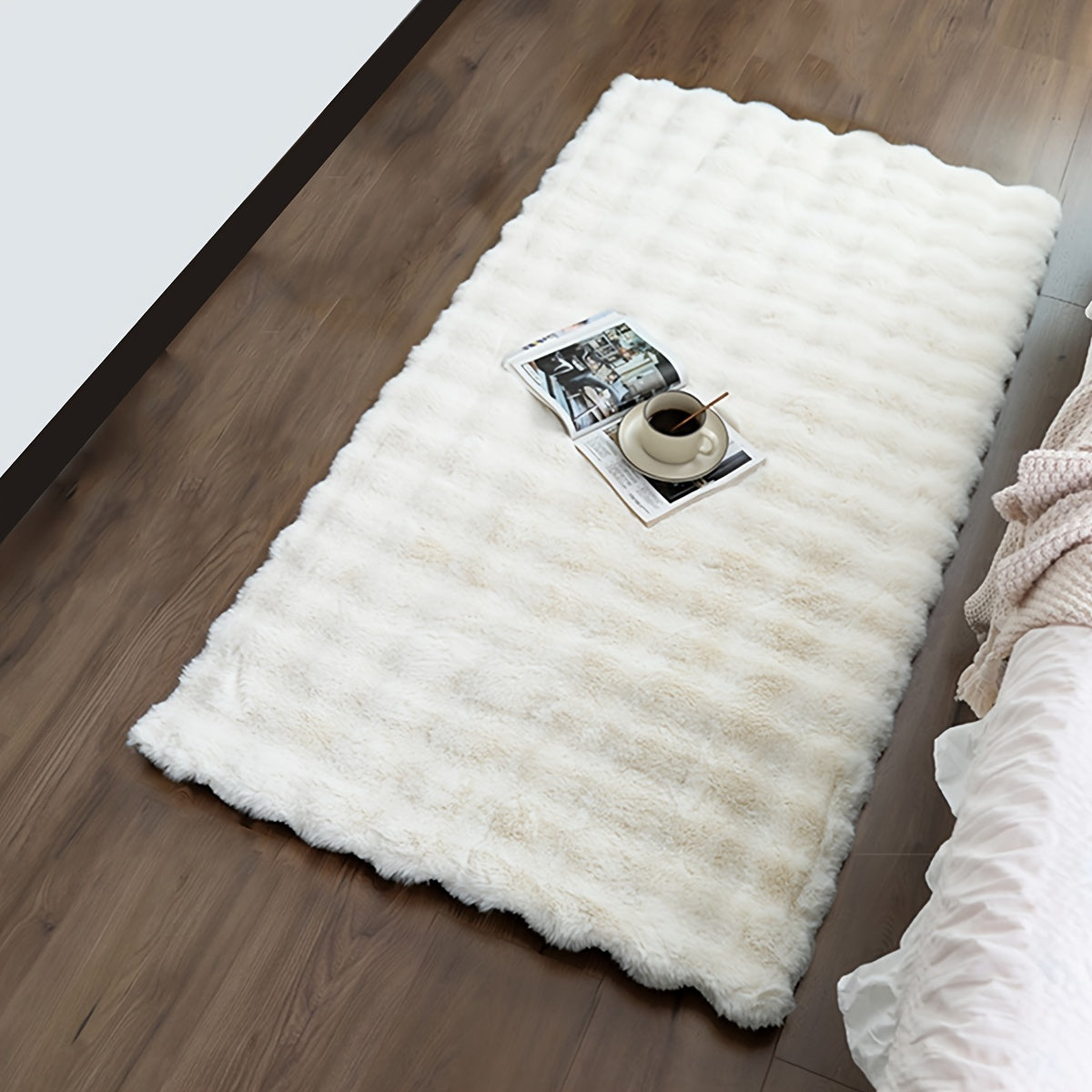Luxurious Faux Rabbit Fur & Suede Area Rug