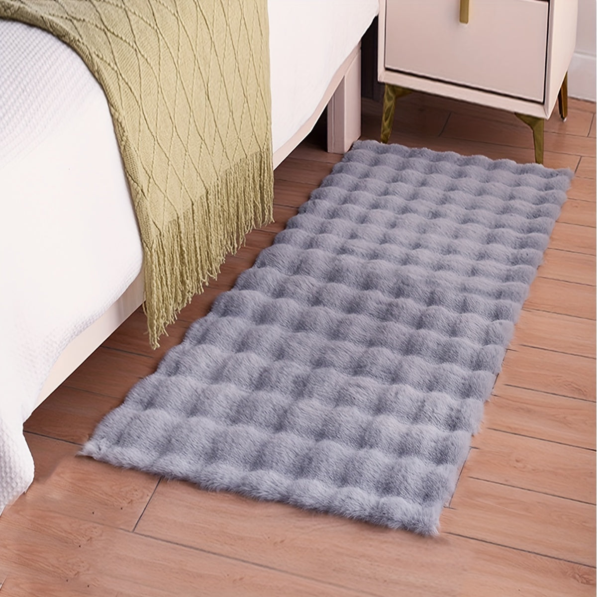 Luxurious Faux Rabbit Fur & Suede Area Rug
