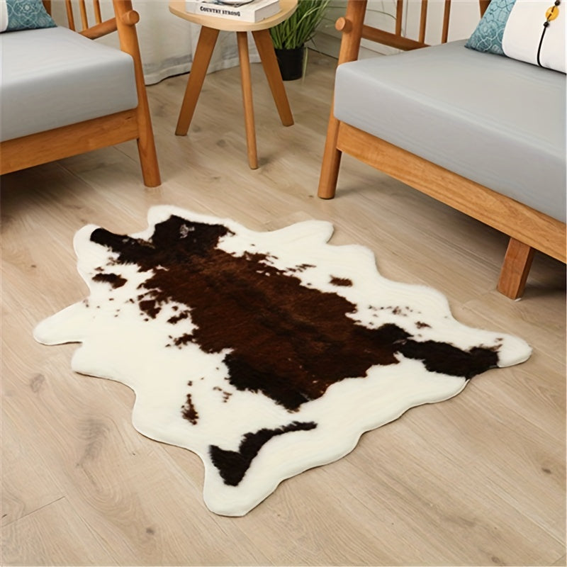 Washable Low-Pile Faux Cowhide Rug