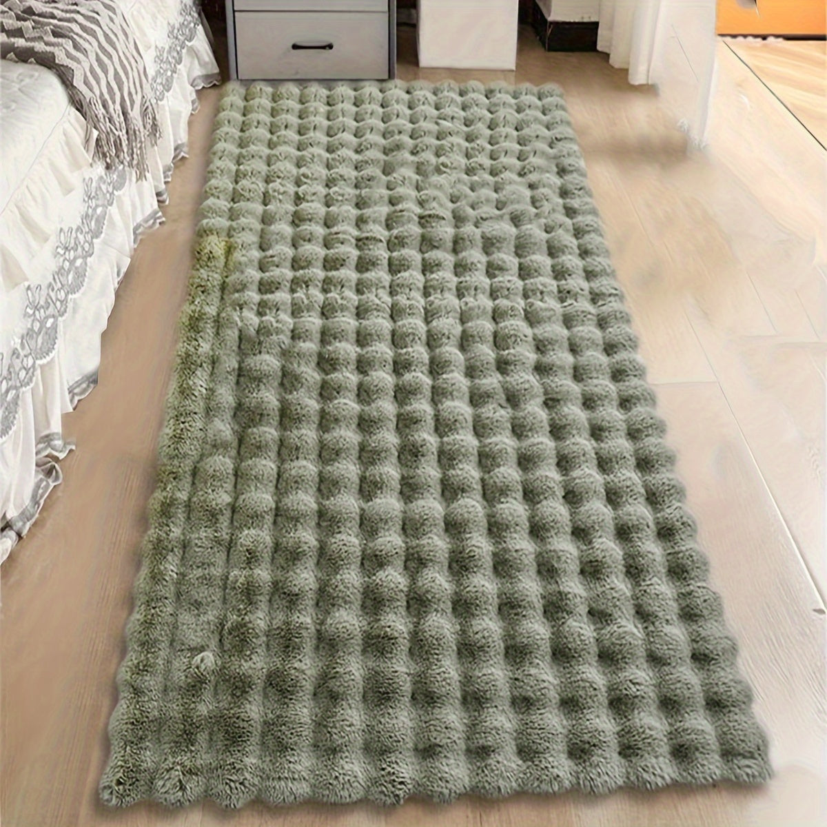 Luxurious Faux Rabbit Fur & Suede Area Rug