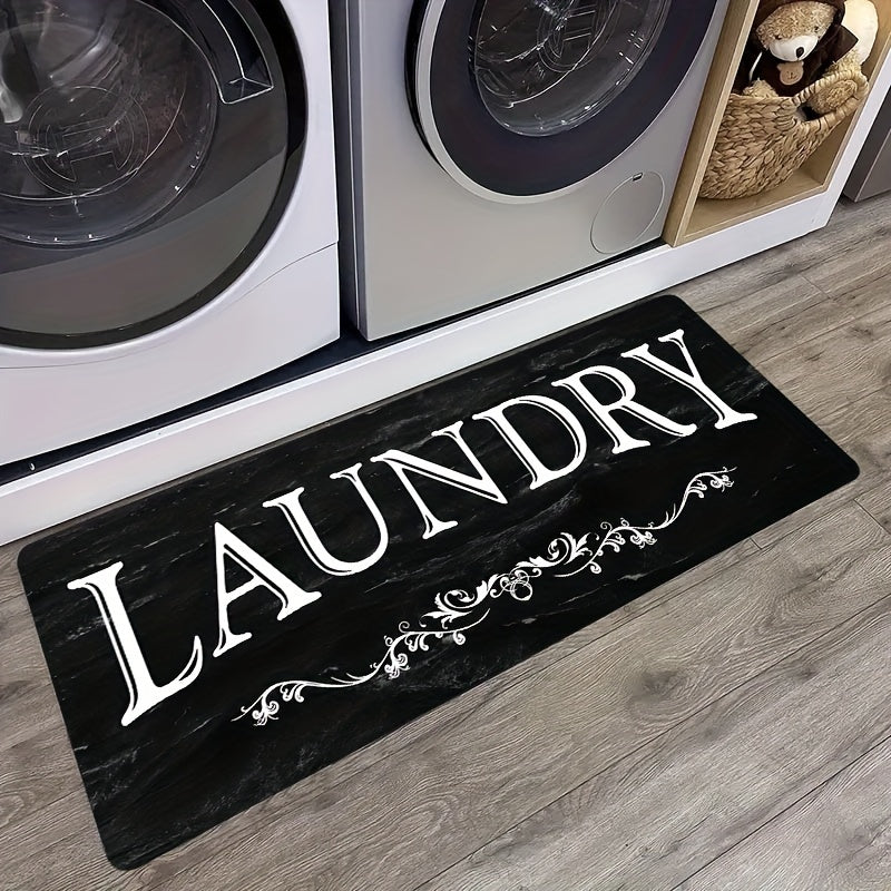 Black White Laundry Rug