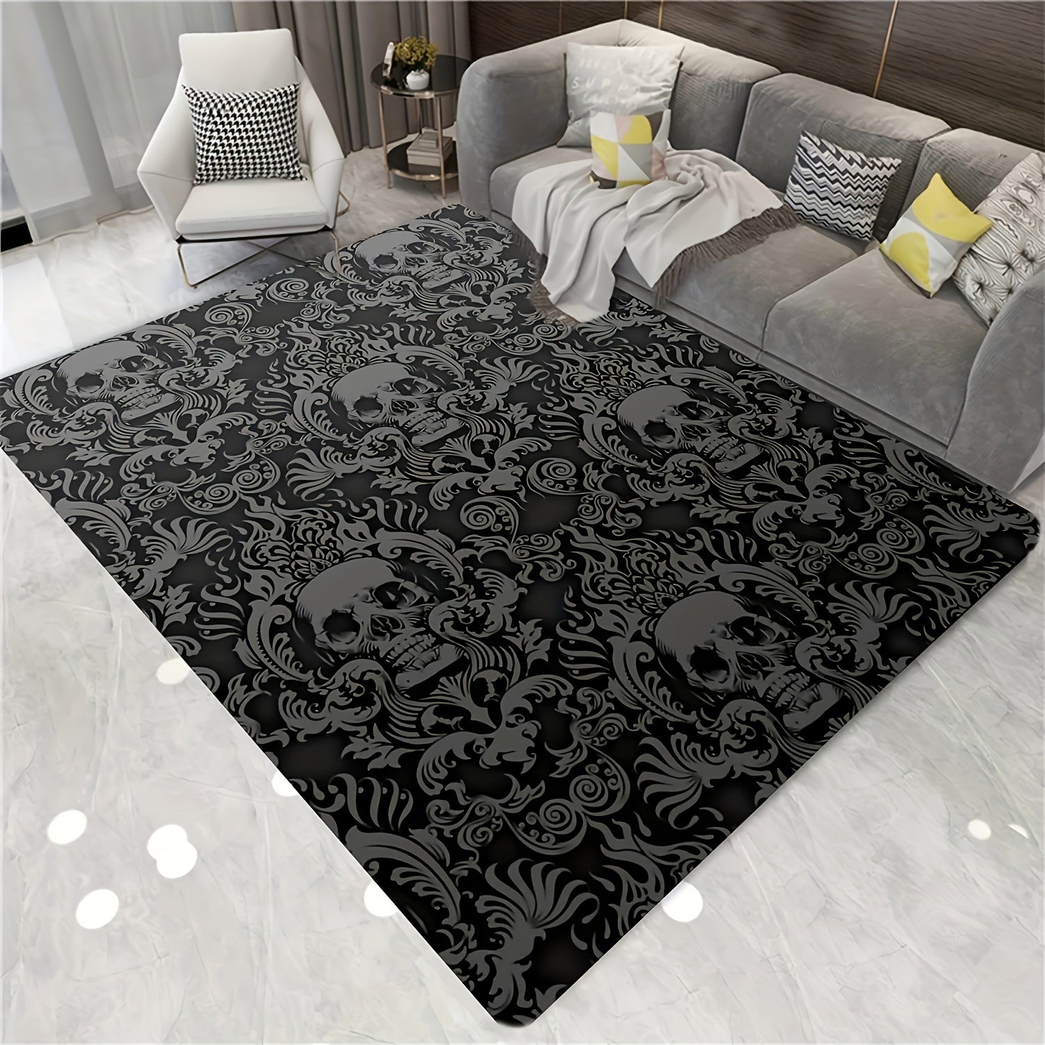 Vintage Gothic Skull Rug