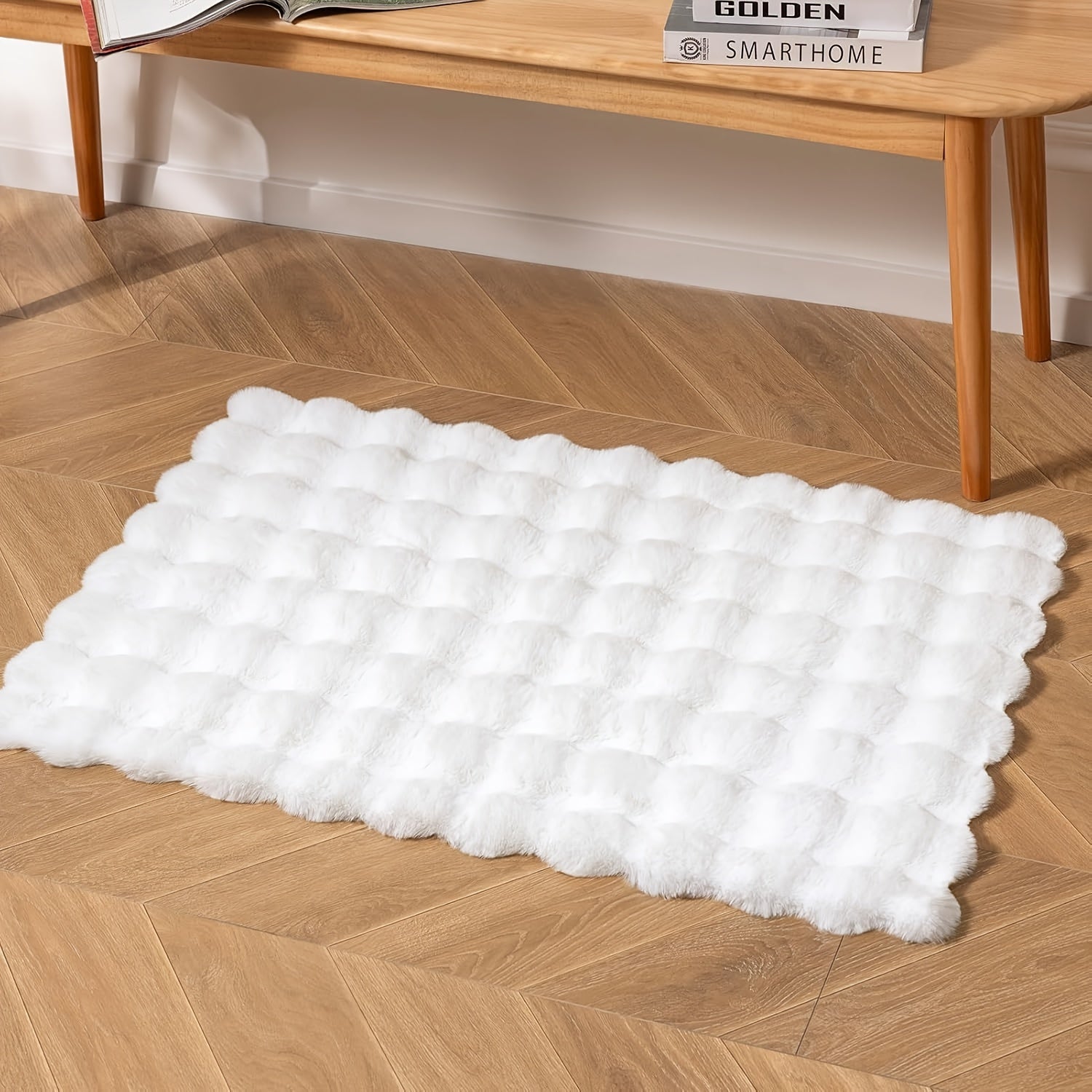 Luxurious Faux Rabbit Fur & Suede Area Rug