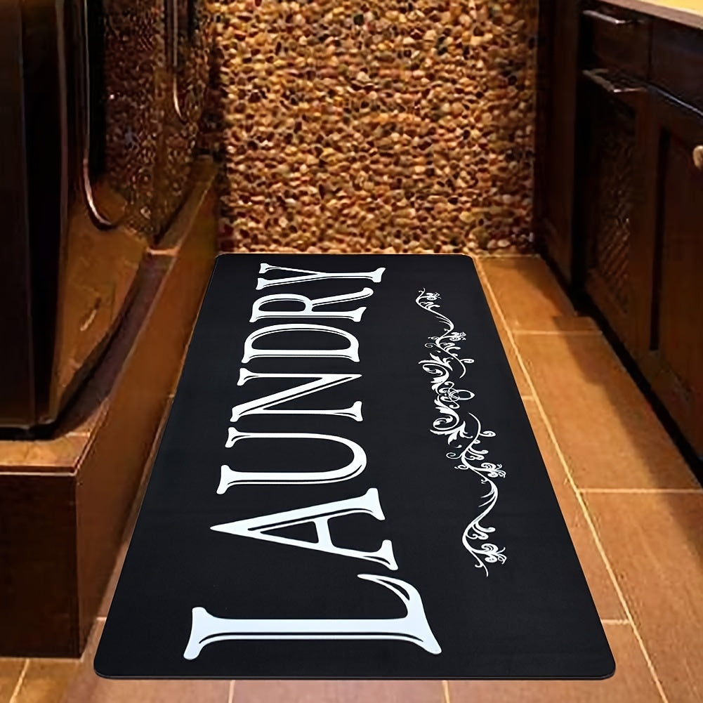 Black White Laundry Rug