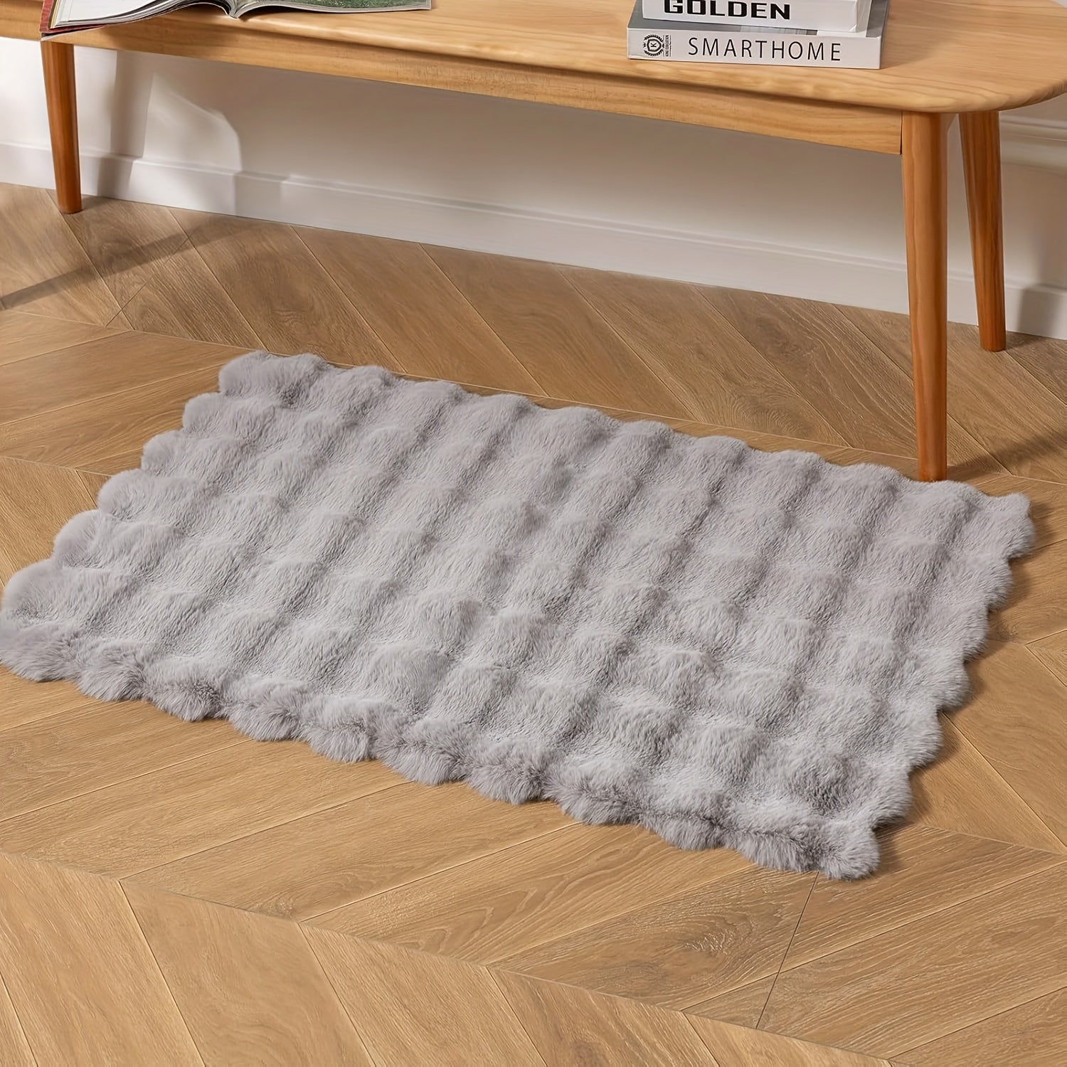 Luxurious Faux Rabbit Fur & Suede Area Rug